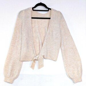 Abercrombie & Fitch Sweater Womens Size M Cream Cozy Tie Front Y2K Vintage